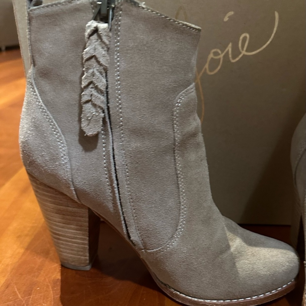 Joie Light Tan Suede Heeled Boots